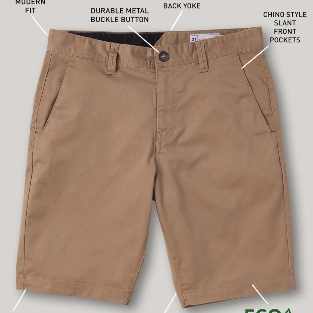 Volcom Frickin Modern Stretch Short Khaki Size 34